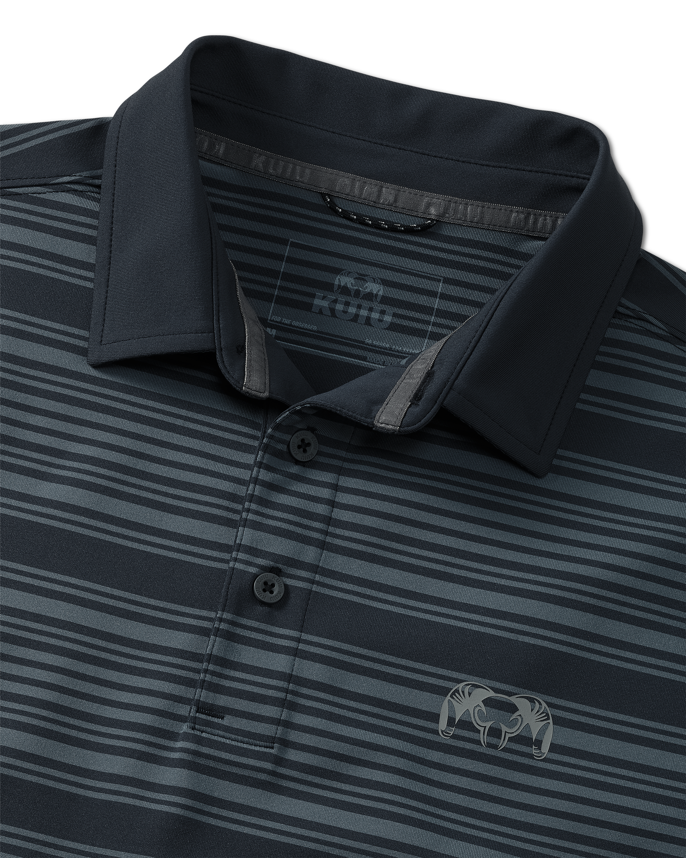 Alternative view of KUIU Performance Polo Stripe | Steel Blue Stripe