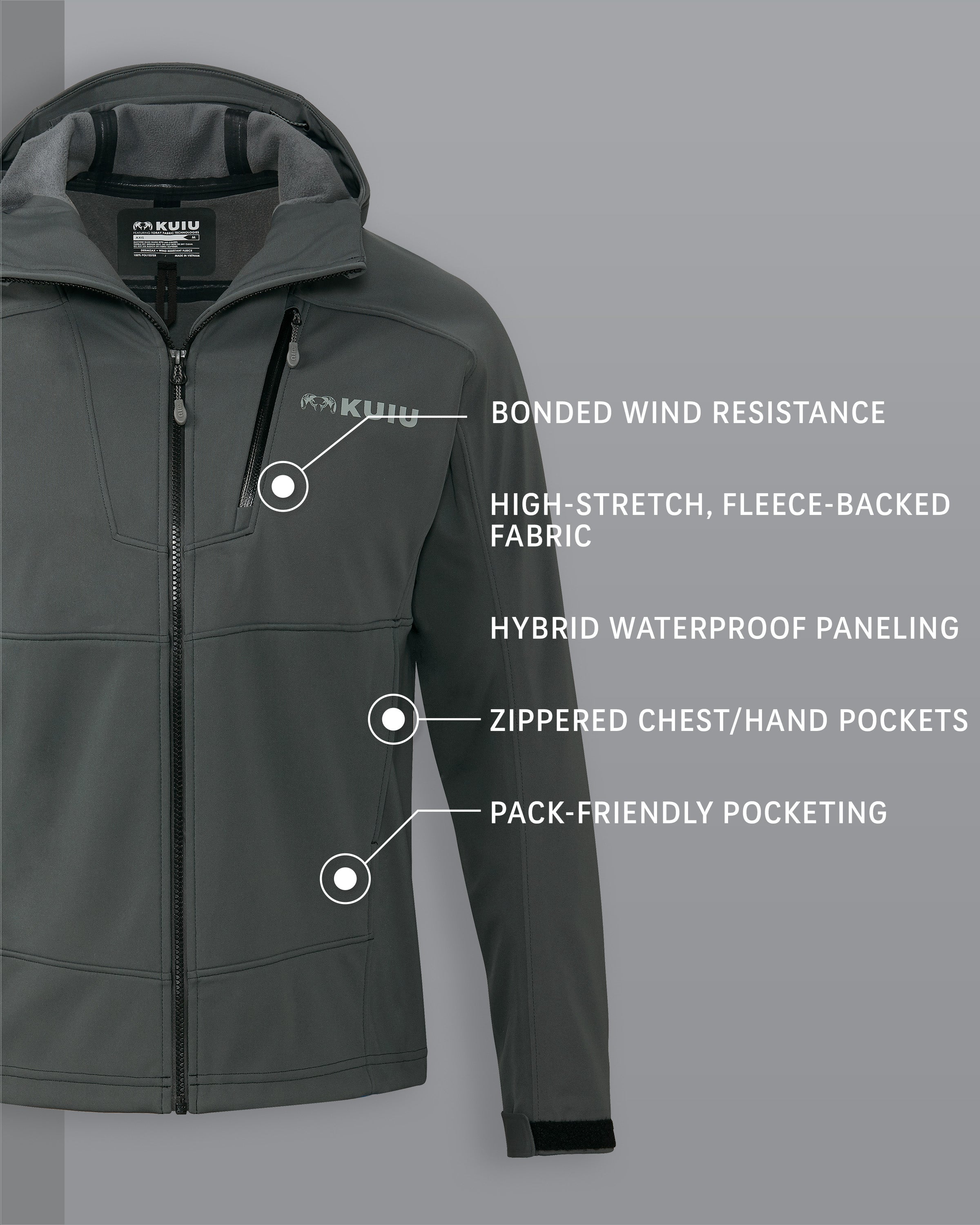 Alternative view of Axis Hybrid Hooded Jacket | Gunmetal